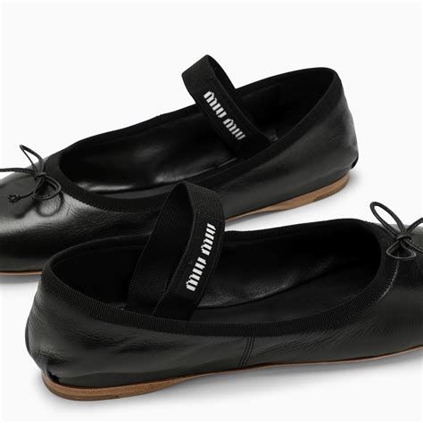 miu miu black ballerinas|Black Leather Ballerinas .